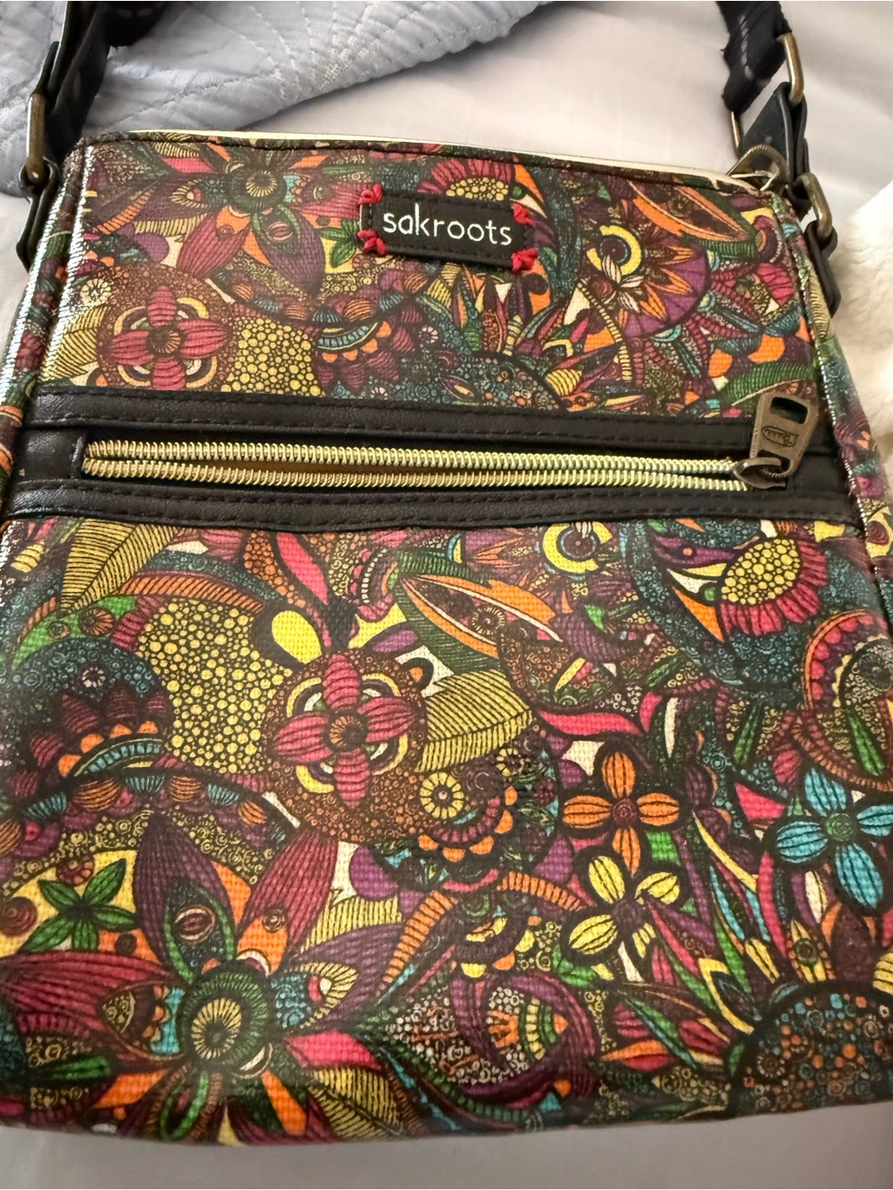 Sakroots Black Floral Mosaic Crossbody Bag - Picture 3 of 5